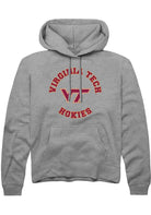 Virginia Tech Hokies Mens Grey Circle Long Sleeve Hoodie