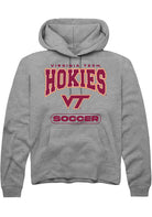 Virginia Tech Hokies Mens Grey Soccer Long Sleeve Hoodie
