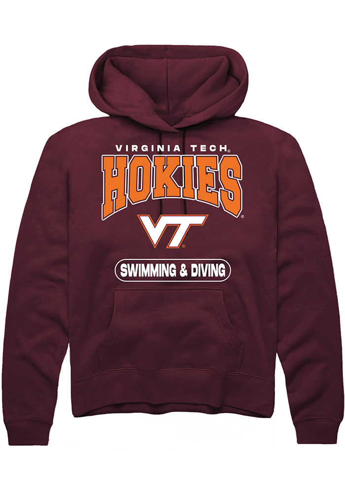 Virginia Tech Hokies Mens Maroon Swimming & Diving Long Sleeve Hoodie