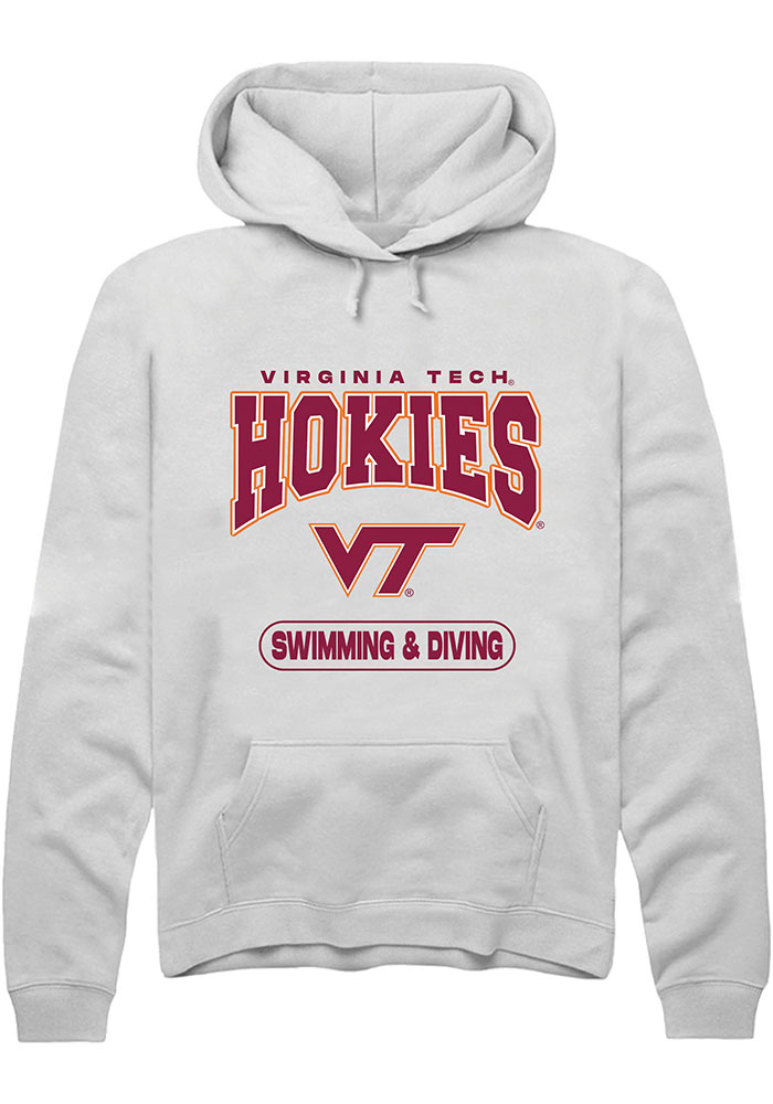 Virginia Tech Hokies Mens White Swimming & Diving Long Sleeve Hoodie