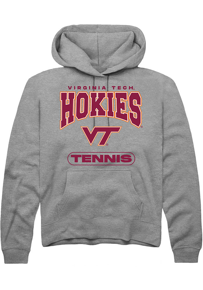 Virginia Tech Hokies Mens Grey Tennis Long Sleeve Hoodie