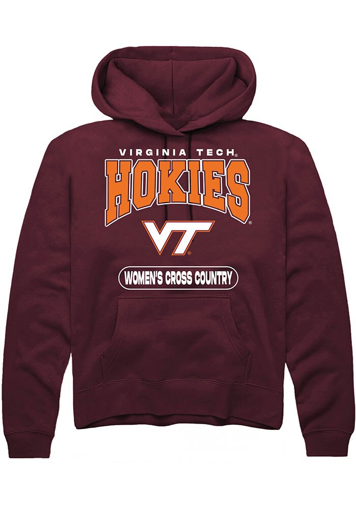 Virginia Tech Hokies Mens Maroon Women's Cross Country Long Sleeve Hoodie