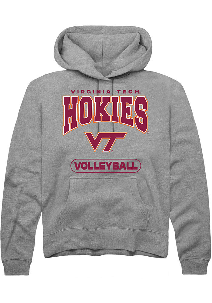 Virginia Tech Hokies Mens Grey Volleyball Long Sleeve Hoodie