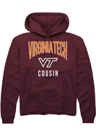 Virginia Tech Hokies Mens Maroon Cousin Swirl Long Sleeve Hoodie