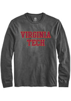 Virginia Tech Hokies Charcoal Straight Block Long Sleeve T-Shirt