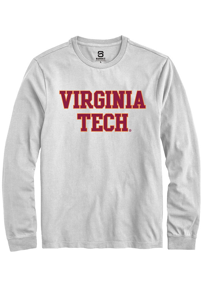 Virginia Tech Hokies White Straight Block Long Sleeve T-Shirt