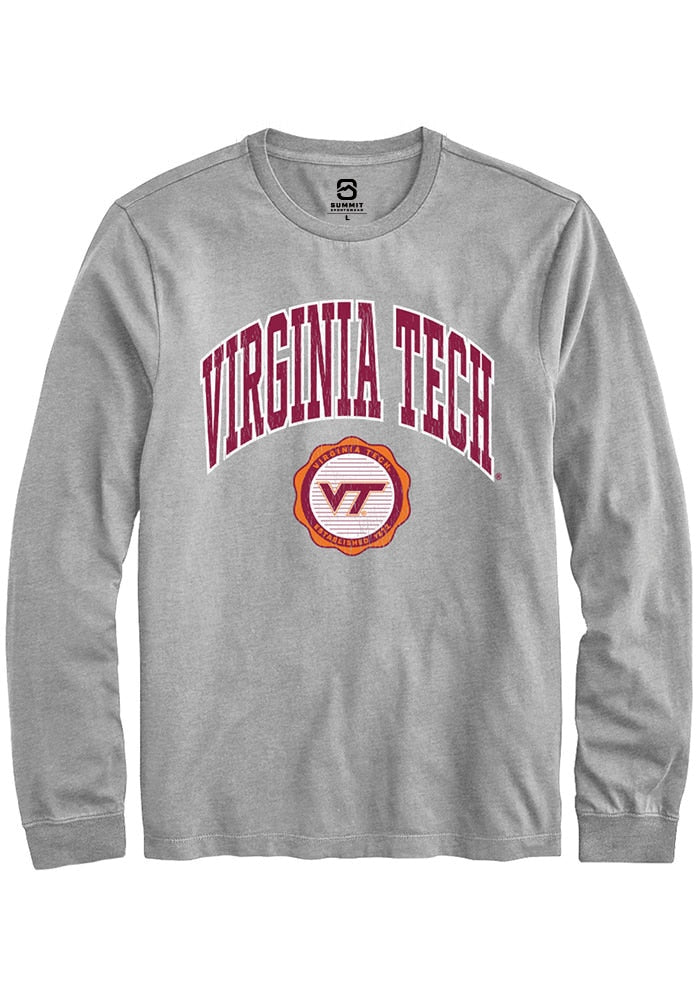Virginia Tech Hokies Grey Arch Seal Long Sleeve T-Shirt