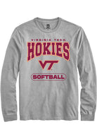 Virginia Tech Hokies Grey Softball Long Sleeve T-Shirt