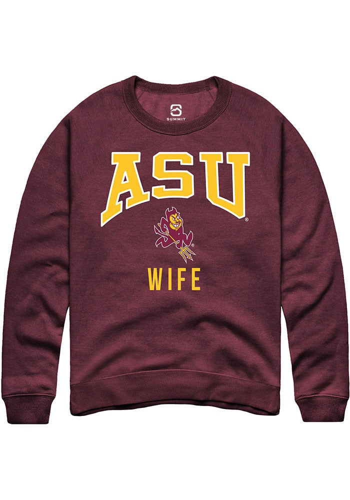 Arizona State Sun Devils Mens Maroon Wife Long Sleeve Crew Sweatshirt