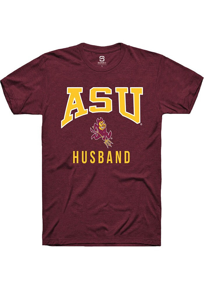 Arizona State Sun Devils Maroon Husband Short Sleeve T-Shirt