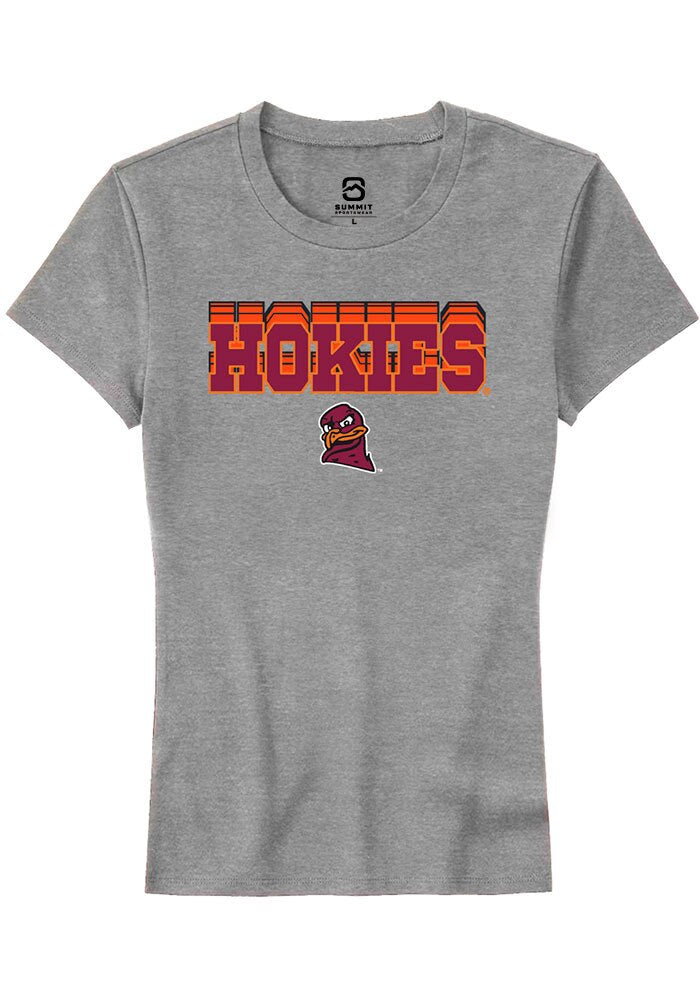 Virginia Tech Hokies Womens Grey Repeat Short Sleeve T-Shirt
