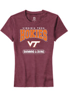 Virginia Tech Hokies Womens Maroon Swimming & Diving Short Sleeve T-Shirt
