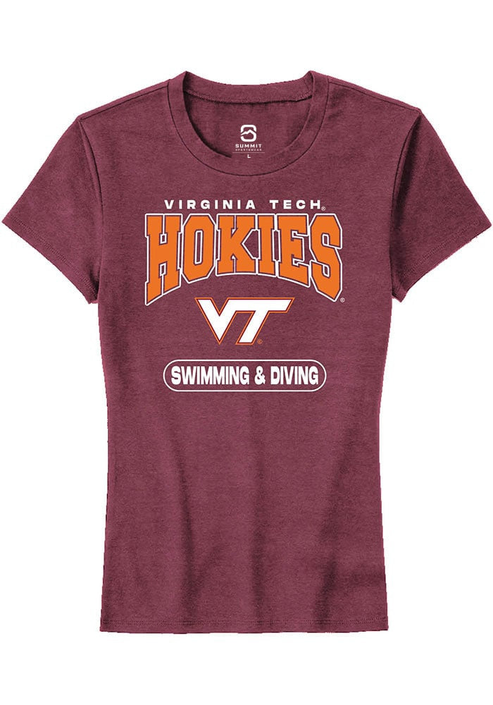 Virginia Tech Hokies Womens Maroon Swimming & Diving Short Sleeve T-Shirt