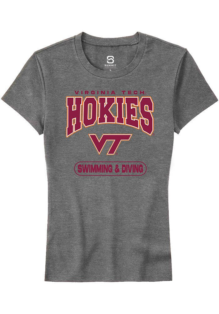 Virginia Tech Hokies Womens Grey Swimming & Diving Short Sleeve T-Shirt