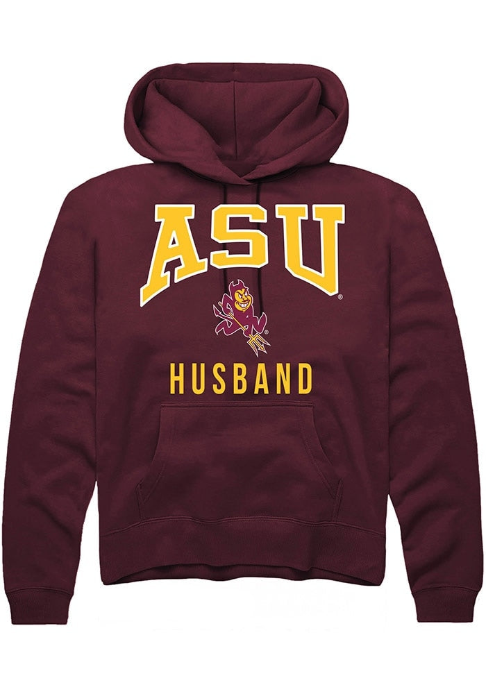 Arizona State Sun Devils Mens Maroon Husband Long Sleeve Hoodie