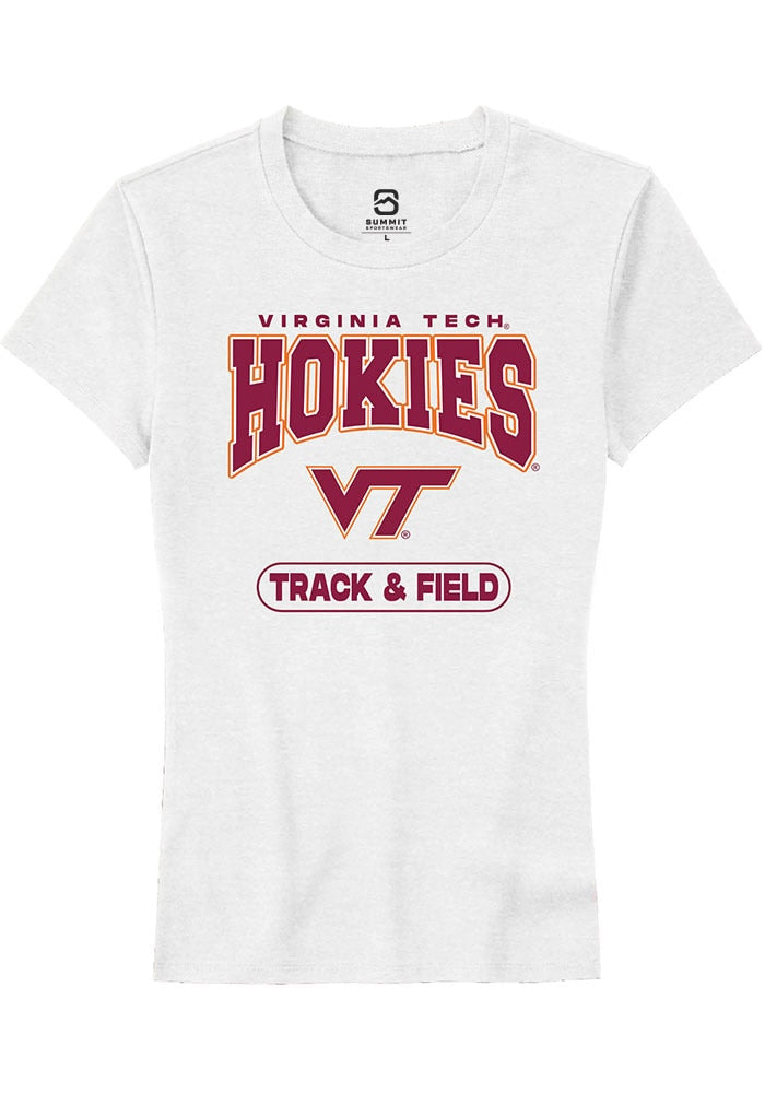 Virginia Tech Hokies Womens White Track & Field Short Sleeve T-Shirt