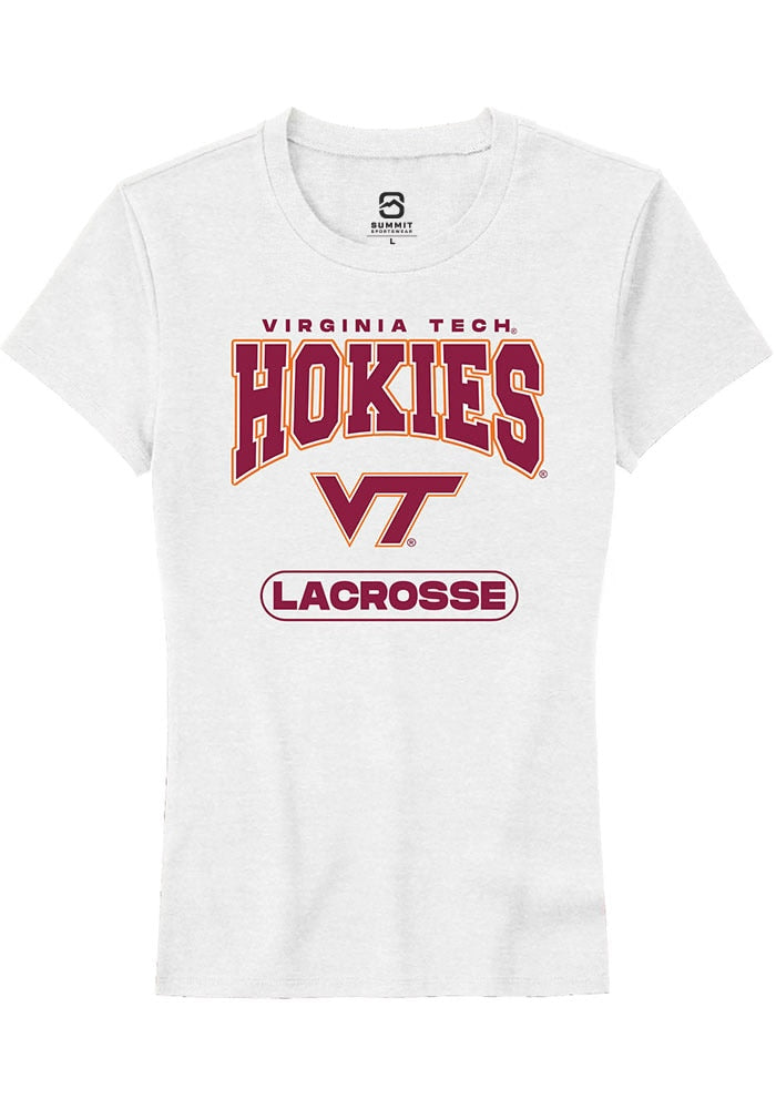 Virginia Tech Hokies Womens White Lacrosse Short Sleeve T-Shirt