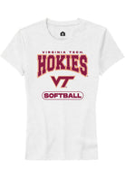 Virginia Tech Hokies Womens White Softball Short Sleeve T-Shirt