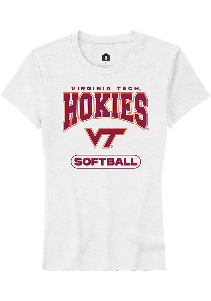 Virginia Tech Hokies Womens White Softball Short Sleeve T-Shirt