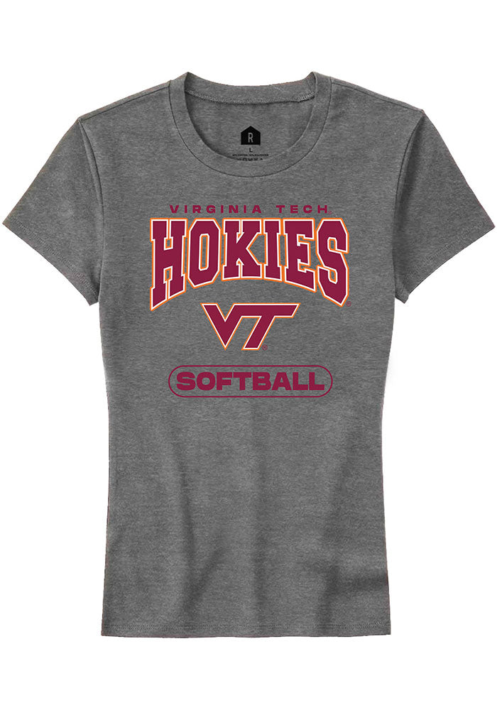 Virginia Tech Hokies Womens Grey Softball Short Sleeve T-Shirt