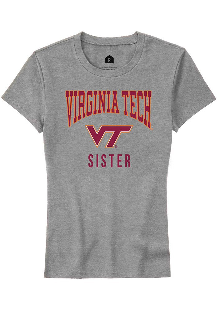 Virginia Tech Hokies Womens Grey Sister Short Sleeve T-Shirt