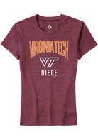 Virginia Tech Hokies Womens Maroon Niece Swirl Short Sleeve T-Shirt
