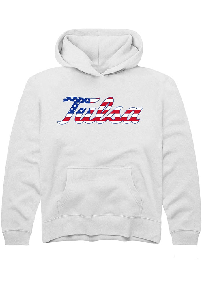 Tulsa Golden Hurricane Youth White US Flag Hoodie