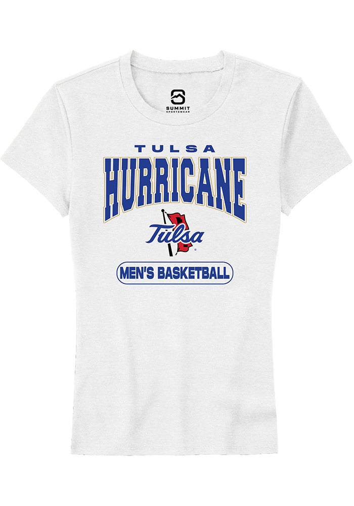 Tulsa Golden Hurricane Womens White Basketball Short Sleeve T-Shirt