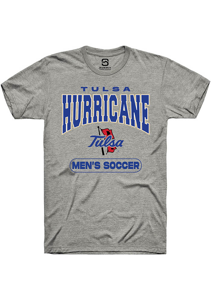 Tulsa Golden Hurricane Mens Grey Soccer Fashion Short Sleeve T-Shirt
