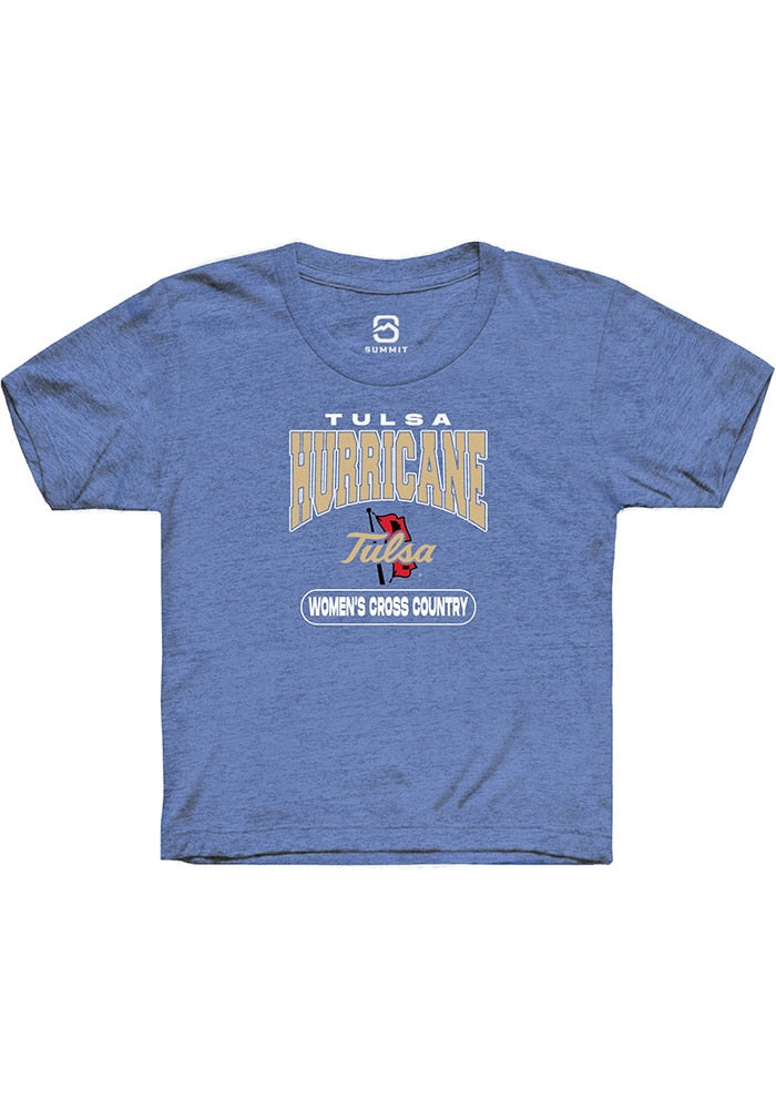 Tulsa Golden Hurricane Youth Blue Womens Cross Country Short Sleeve T-Shirt
