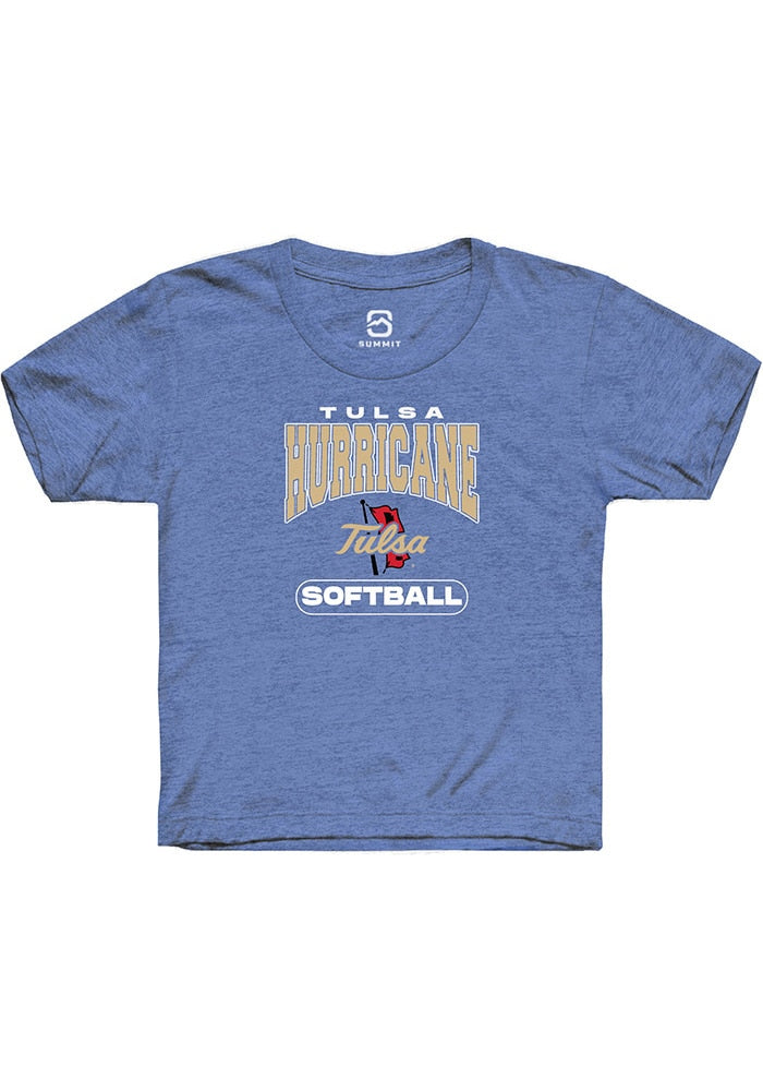 Tulsa Golden Hurricane Youth Blue Softball Short Sleeve T-Shirt