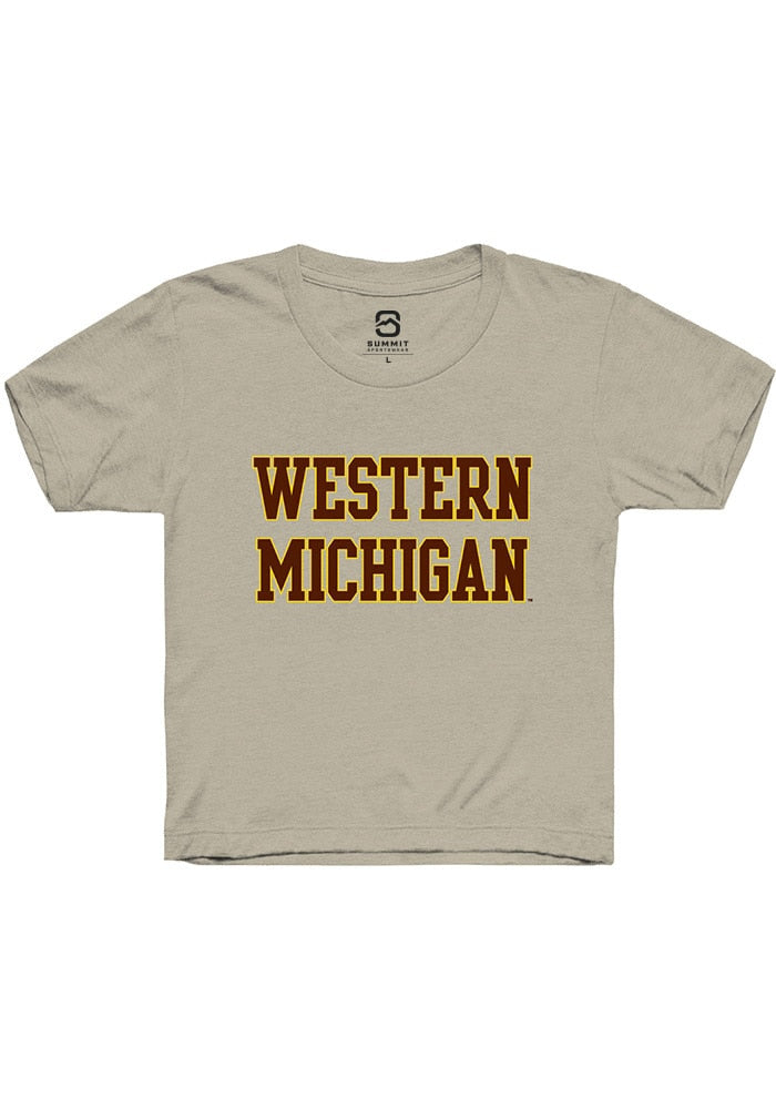 Western Michigan Broncos Youth Tan Straight Block Short Sleeve T-Shirt