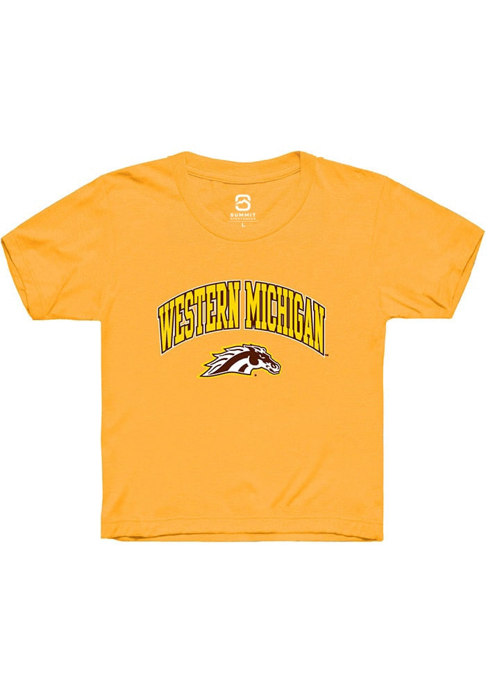 Western Michigan Broncos Youth Gold Arch Logo Short Sleeve T-Shirt