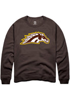 Western Michigan Broncos Mens Brown Primary Logo Long Sleeve Crew Sweatshirt