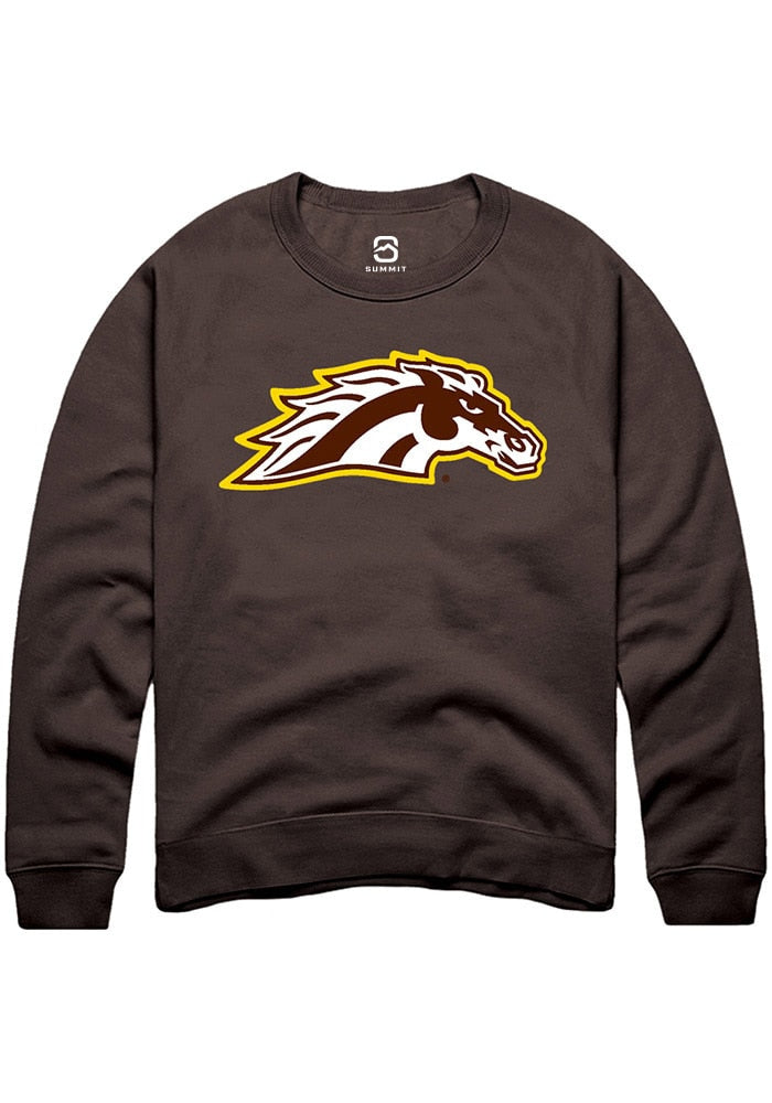 Western Michigan Broncos Mens Brown Primary Logo Long Sleeve Crew Sweatshirt