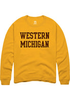 Western Michigan Broncos Mens Gold Straight Block Long Sleeve Crew Sweatshirt