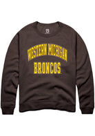Western Michigan Broncos Mens Brown Arch Stack Long Sleeve Crew Sweatshirt