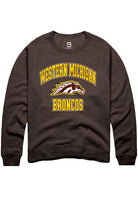 Western Michigan Broncos Mens Brown Number 1 Primary Long Sleeve Crew Sweatshirt
