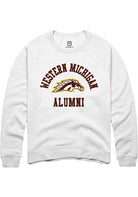 Western Michigan Broncos Mens White Alumni Arch Long Sleeve Crew Sweatshirt