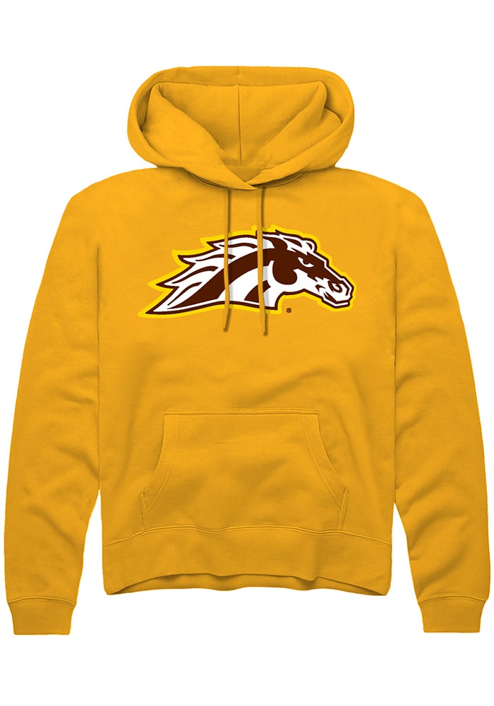 Western Michigan Broncos Mens Gold Primary Logo Long Sleeve Hoodie