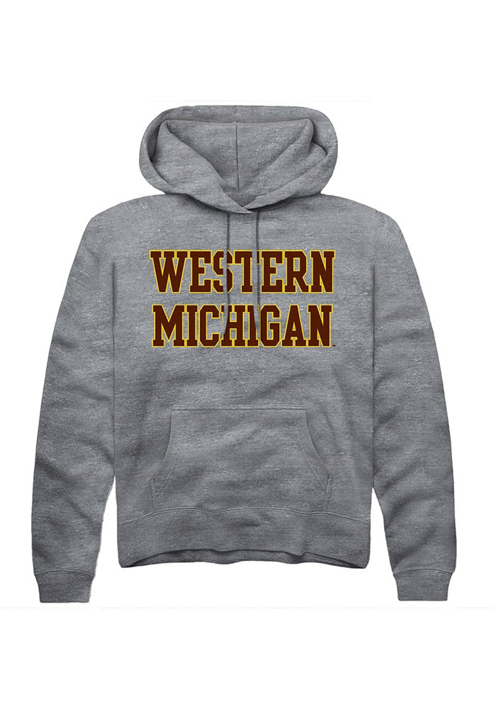 Western Michigan Broncos Mens Grey Straight Block Long Sleeve Hoodie