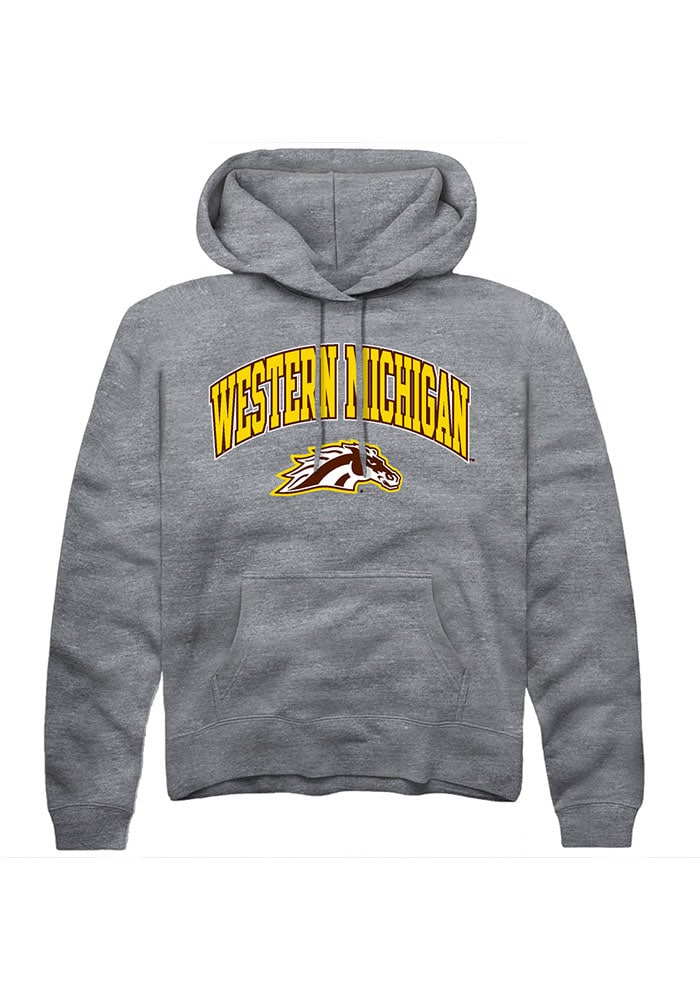 Western Michigan Broncos Mens Grey Arch Logo Long Sleeve Hoodie
