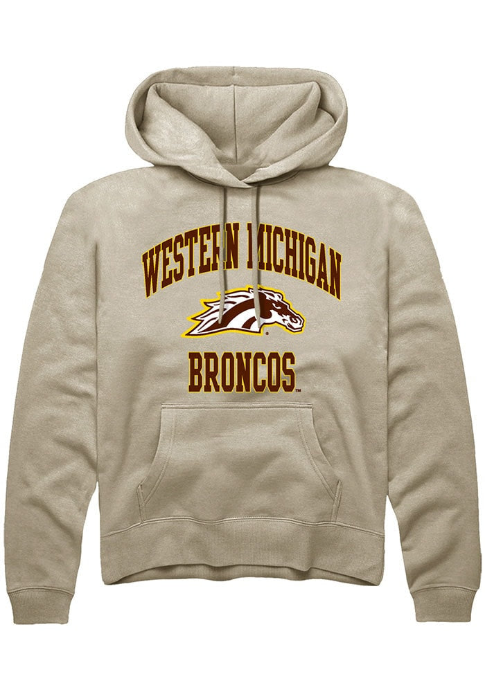 Western Michigan Broncos Mens Tan Number 1 Neutral Long Sleeve Hoodie