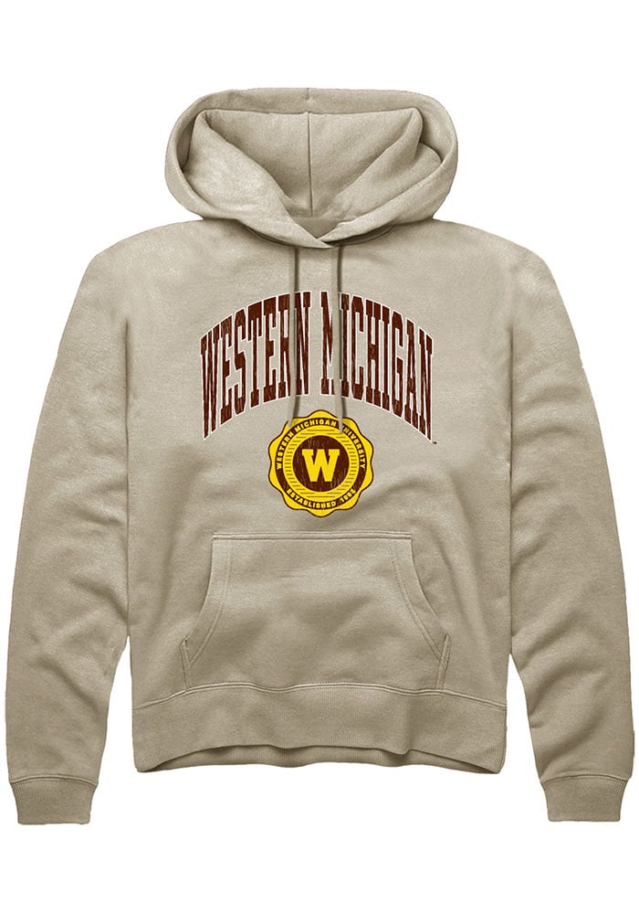 Western Michigan Broncos Mens Tan Arch Seal Long Sleeve Hoodie