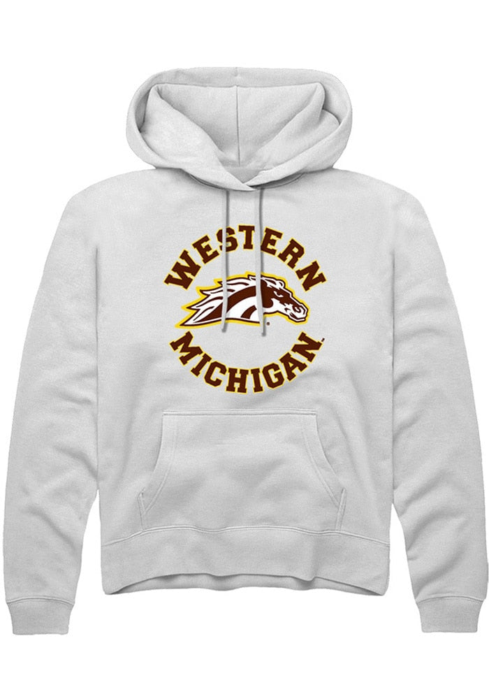 Western Michigan Broncos Mens White Circle Long Sleeve Hoodie