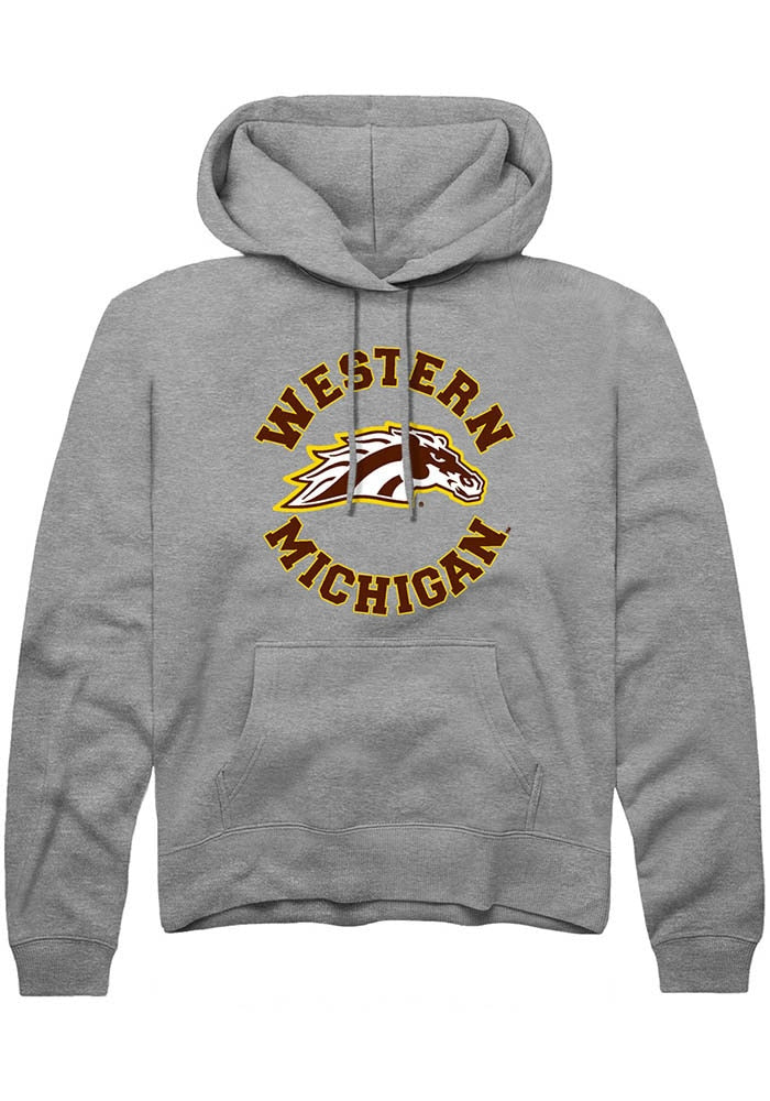 Western Michigan Broncos Mens Grey Circle Long Sleeve Hoodie
