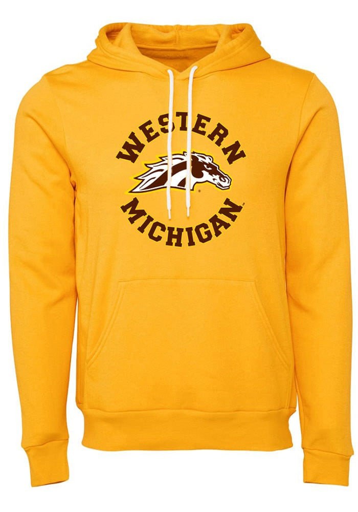 Western Michigan Broncos Mens Gold Circle Long Sleeve Hoodie