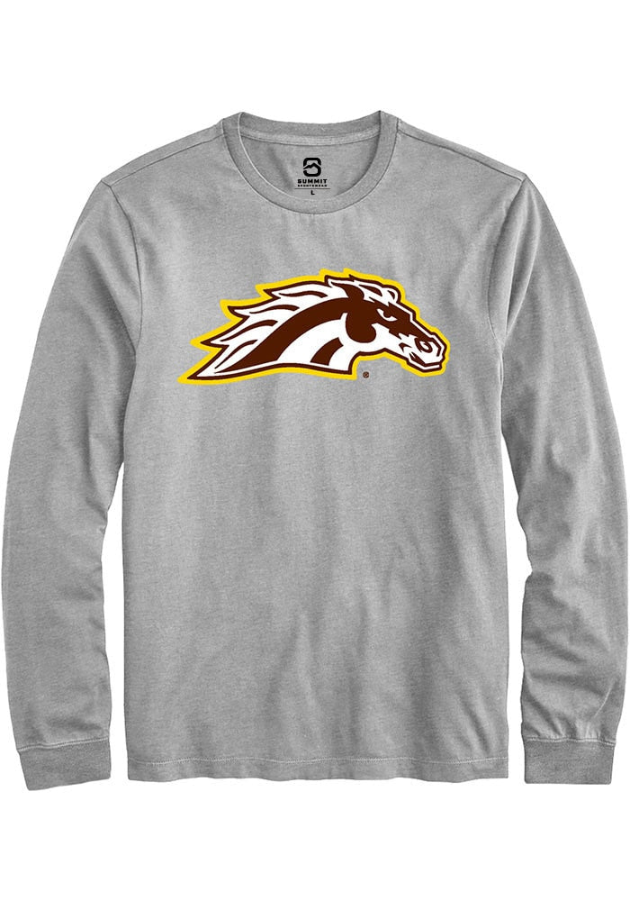 Western Michigan Broncos Grey Primary Logo Long Sleeve T-Shirt
