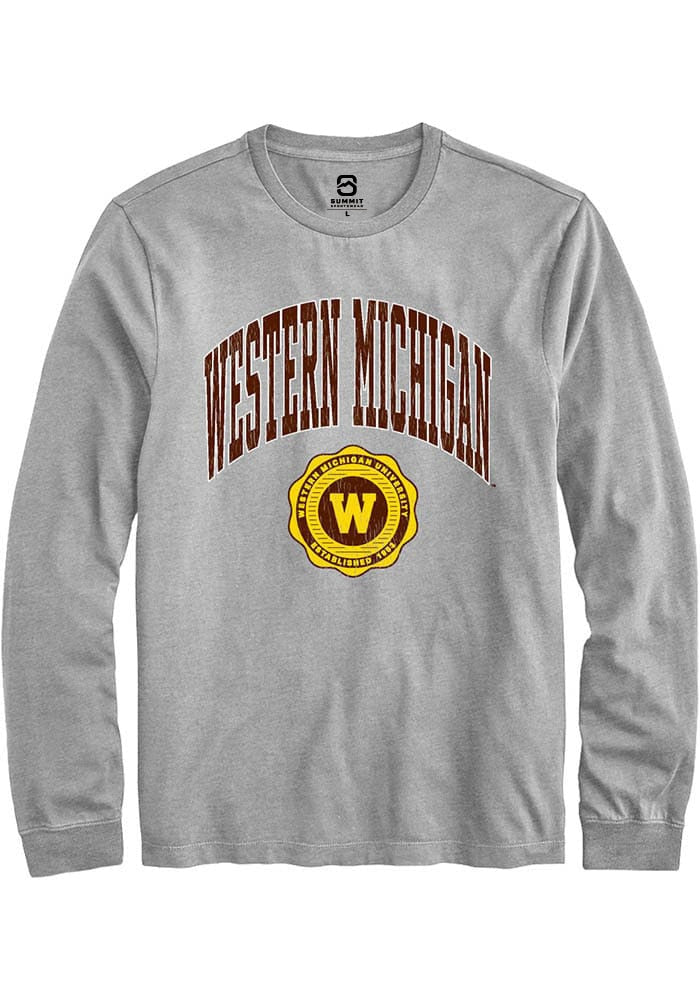 Western Michigan Broncos Grey Arch Seal Long Sleeve T-Shirt