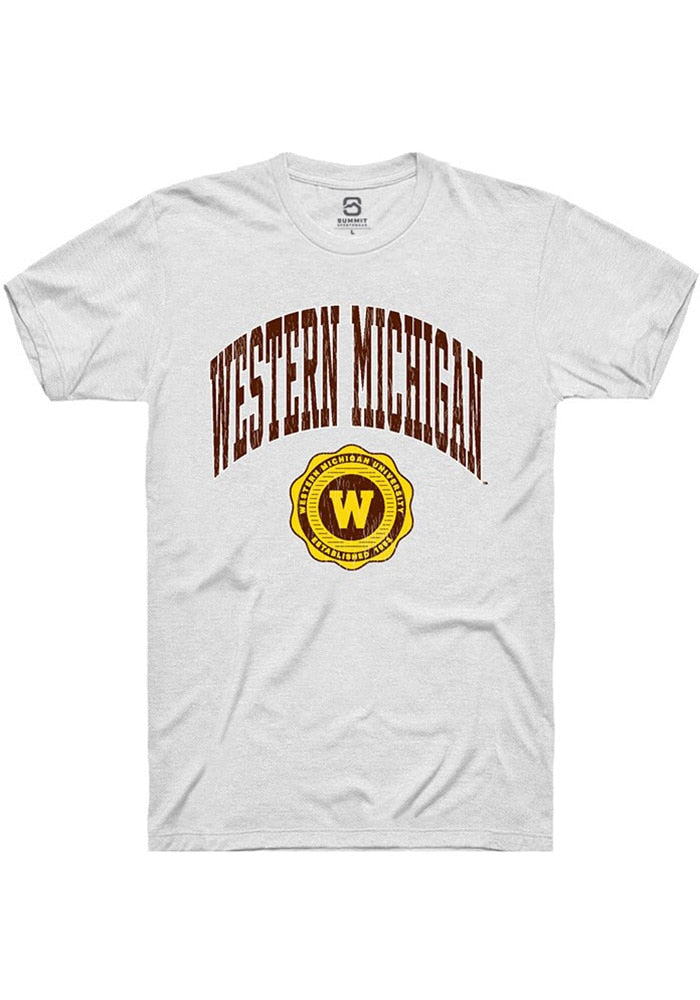 Western Michigan Broncos White Arch Seal Short Sleeve T-Shirt